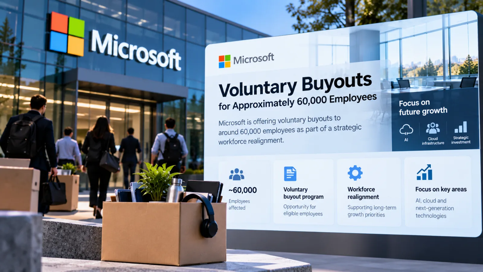 Microsoft Offers Voluntary Buyouts to 60,000 Employees as AI Spending Grows