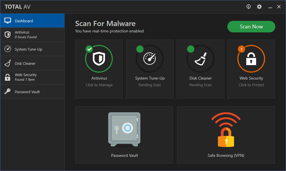 AV Antivirus Review - Dashboard