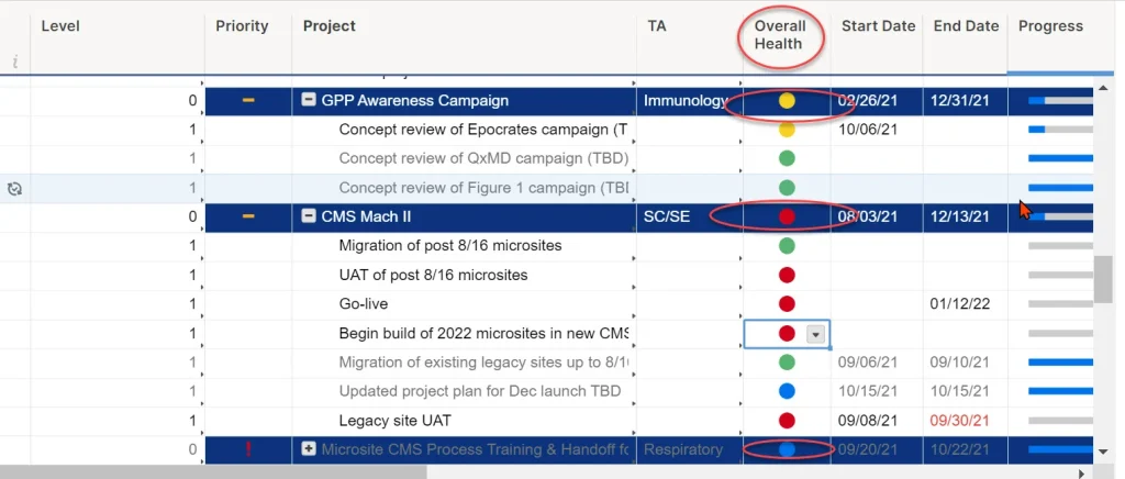 Configure Status Columns