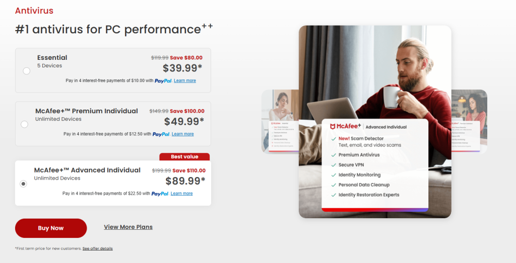 Pricing and Plans - McAfee Antivirus Review