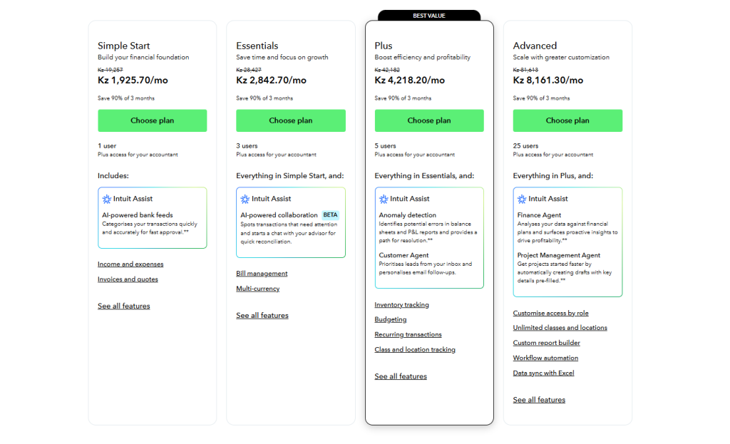 Pricing and Plans - Quickbooks Online Review