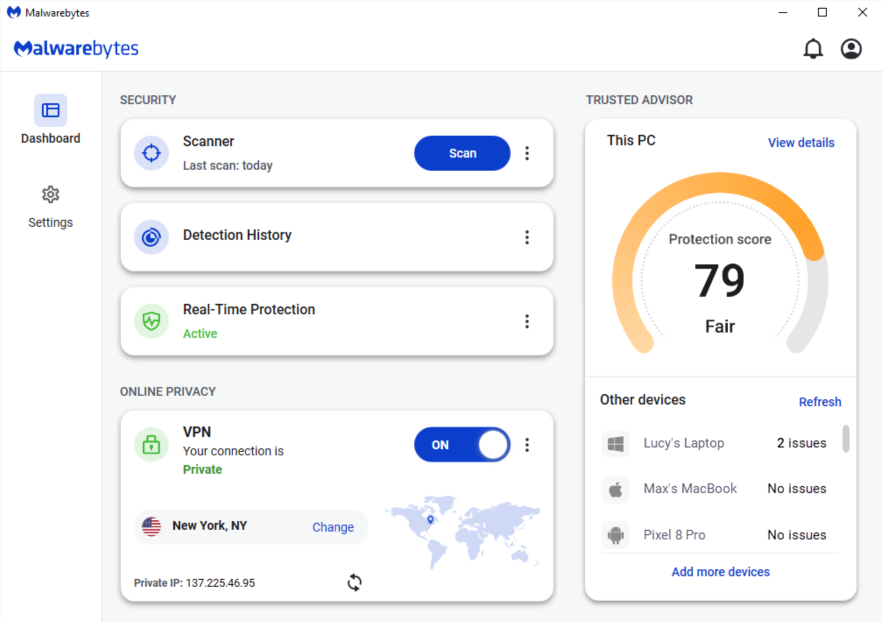 malwarebytes Review dashboard